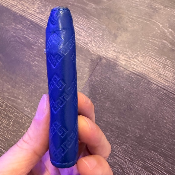 Versace Royal Blue Embossed Leather Card Holder - Picture 6 of 6